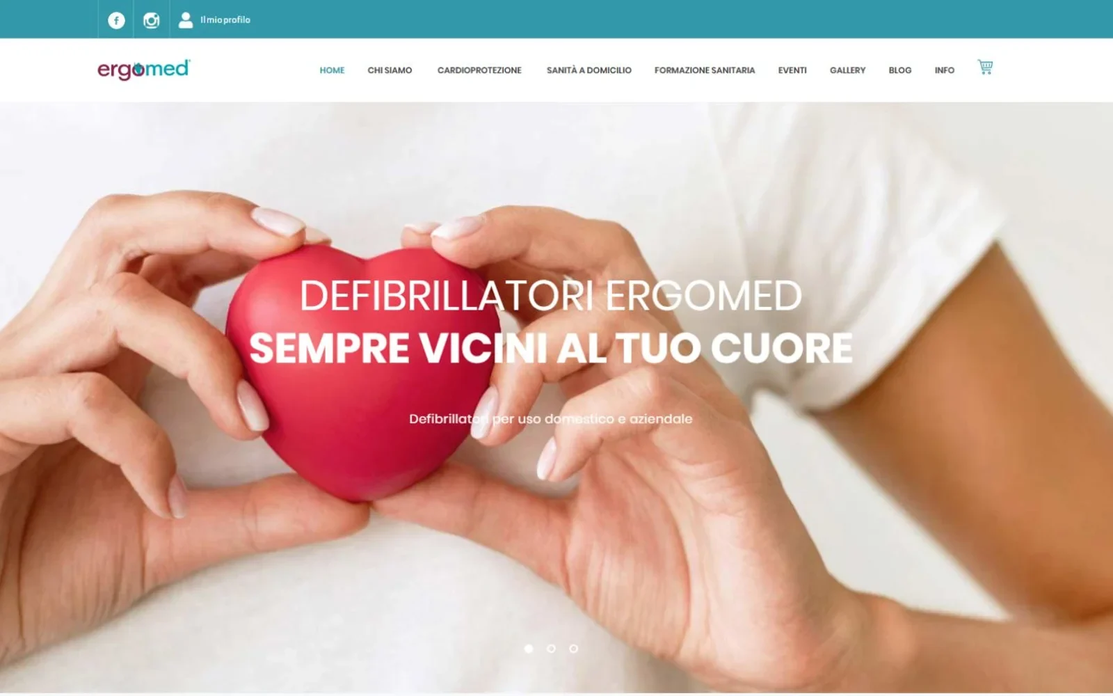 Schermata della Home Ergomed dedicata alla cardioprotezione