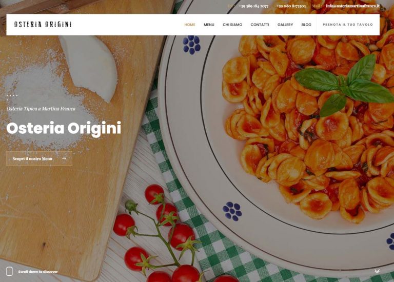 siti web per ristoranti e osterie