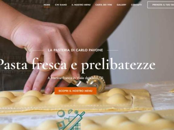 creazione sito web per pasteria e ristorante pavone