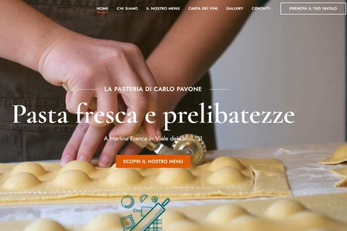 creazione sito web per pasteria e ristorante pavone